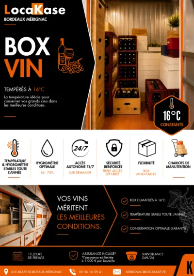 Stockage vin Bordeaux Merignac