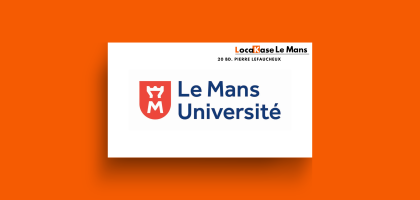 Logo université du Mans sur fond orange.